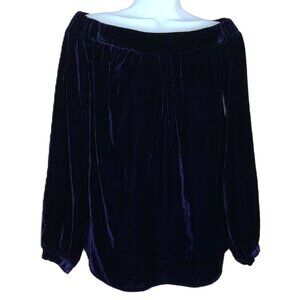 L'Academie Los Angeles Top Midnight Blue Velvet Dressy Party Off Shoulder EUC  S